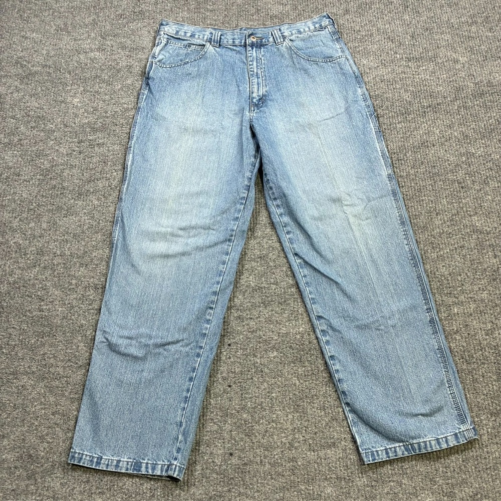 Wrangler WRG Jeans Co Mens Carpenter W36" Blue Denim Utility Workwear High Rise